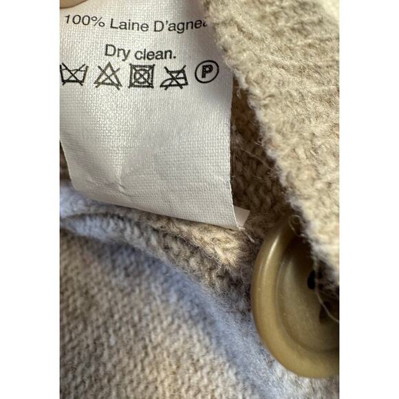 J. Crew Sweater Lambswool Beige Shawl Collar Two Button Pullover Mens Size M - Picture 8 of 9